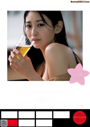 A collage of photos of a woman holding chopsticks and a glass of beer.