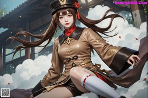 A woman in a military uniform sitting on a chair.