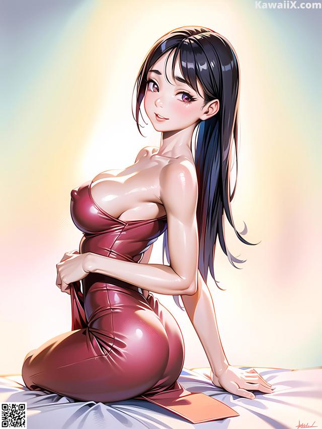 Hentai - 华彩繁花 Set 1 20230602 Part 27 No.73e9f0 A woman in a red dress sitting on a bed.