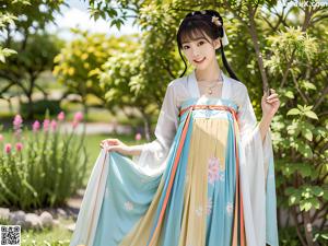 A woman in a white robe posing for a picture.